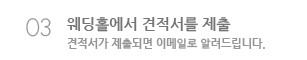 마지막 단계 입니다. 웨딩홀에서 견적서를 제출 - 견적서가 제출되면 이메일로 알려드립니다. 